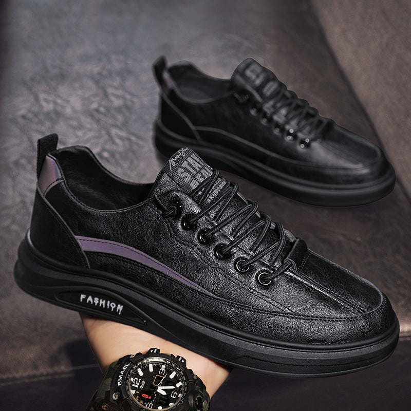 Men's board shoes 2023 new shoes men's casual leather shoes men's board shoes black non-slip chef labor insurance trendy shoes