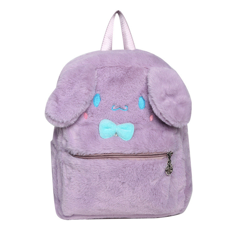 2023 New Japanese Cartoon Plush Bag Cute Girly Heart Rabbit Backpack Ugly Cute Big Ears Furry School Bag