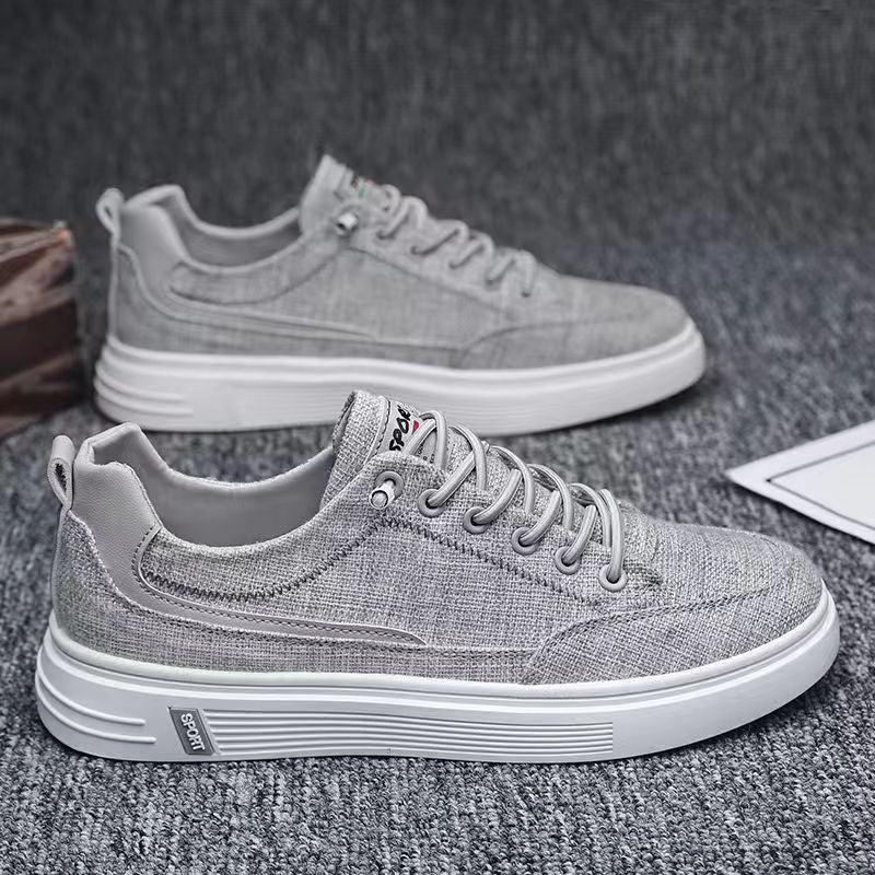 Ice silk shoes men's summer breathable thin canvas casual sneakers slip on men's soft bottom non-slip all-match big toe shoes
