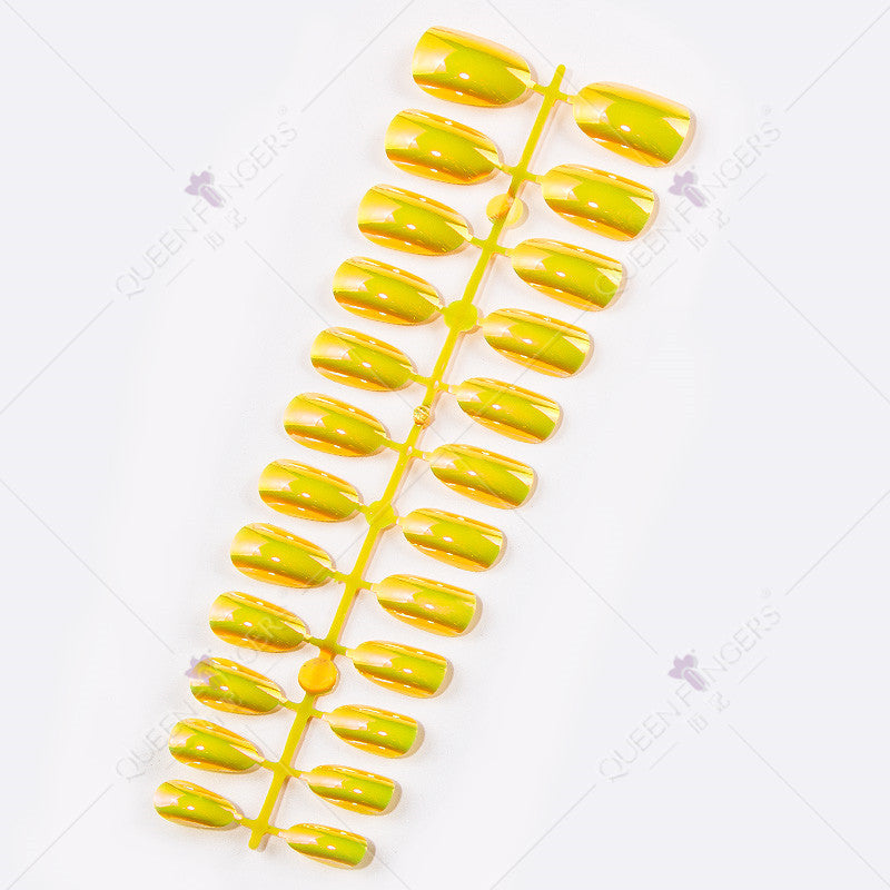 Zhifei manicure finished product 24 pieces of electroplated magic mirror Internet celebrity chameleon neon nail patches nail wear