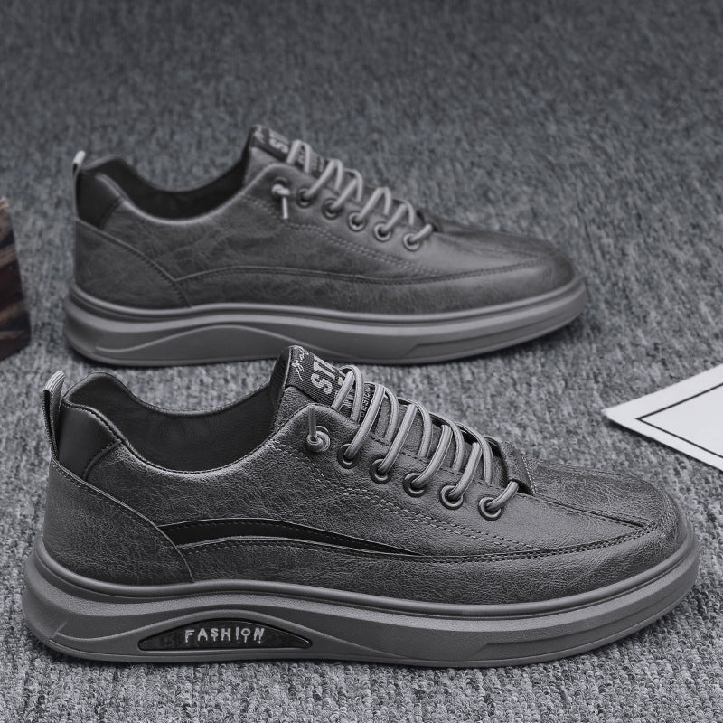 Men's board shoes 2023 new shoes men's casual leather shoes men's board shoes black non-slip chef labor insurance trendy shoes