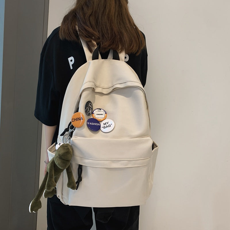 2023 new Korean version Harajuku ulzzang middle school student schoolbag simple large capacity Japanese solid color campus backpack