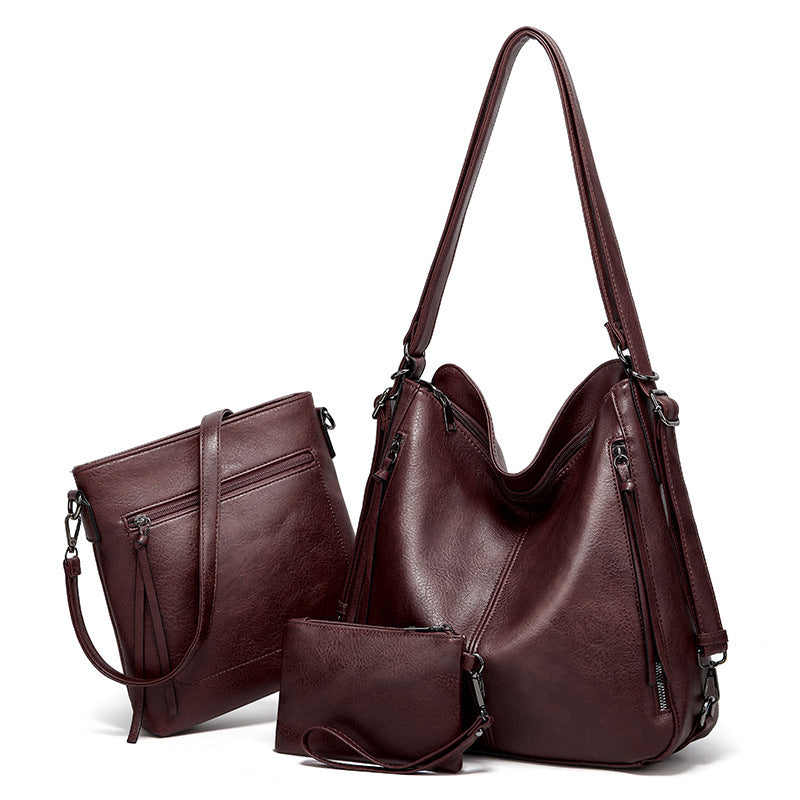 Manufacturer cross-border women's bag new style 2023 European and American fashion shoulder bag three-piece set tote bag trend crossbody backpack bag