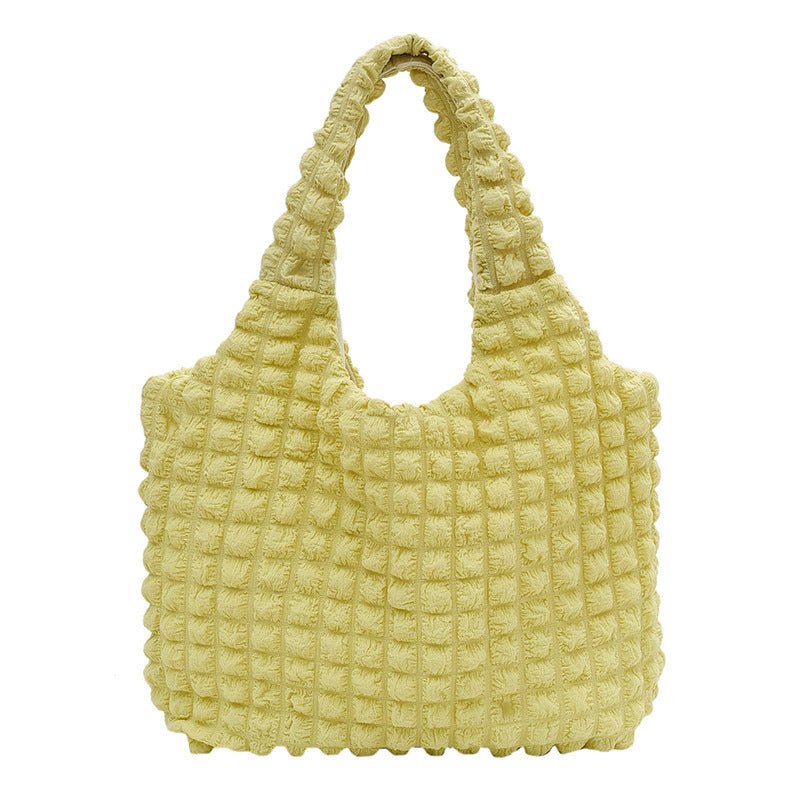 Korean ins girly style cloud puff flower shoulder bag women 2023 new summer canvas simple handbag