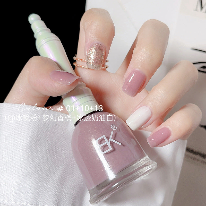 bk no-bake, non-peelable, long-lasting, quick-drying, water-based nail polish, ice-clear jelly, no odor, available for pregnant women and students, wholesale