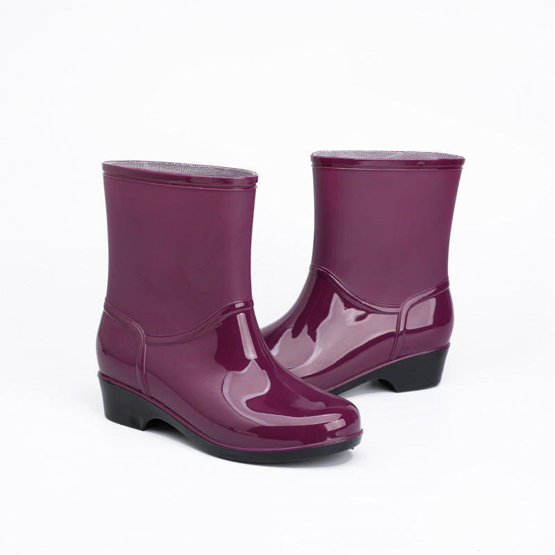 Mid-tube rain boots women's fashion plus velvet cotton cover detachable non-slip wear-resistant waterproof PVC water shoes adult rain boots wholesale