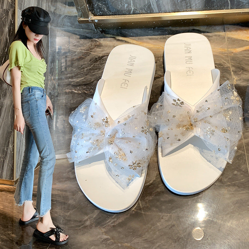 2022新款夏季凉拖鞋女外穿时尚潮韩版蝴蝶结厚底防滑耐磨女士拖鞋