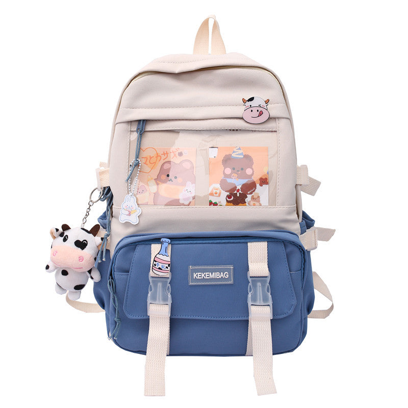 Ins style large capacity high school student schoolbag female Korean version Harajuku ulzzang cartoon backpack junior high school student backpack