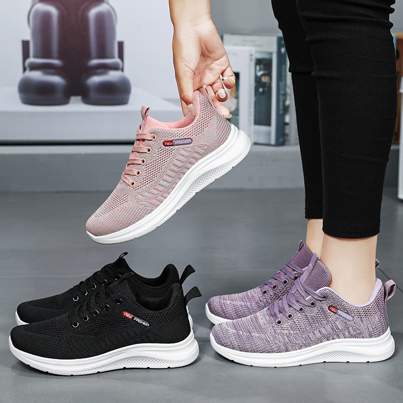 鞋子女2023秋季新款外贸飞织女鞋跨境shoes软底休闲运动鞋女