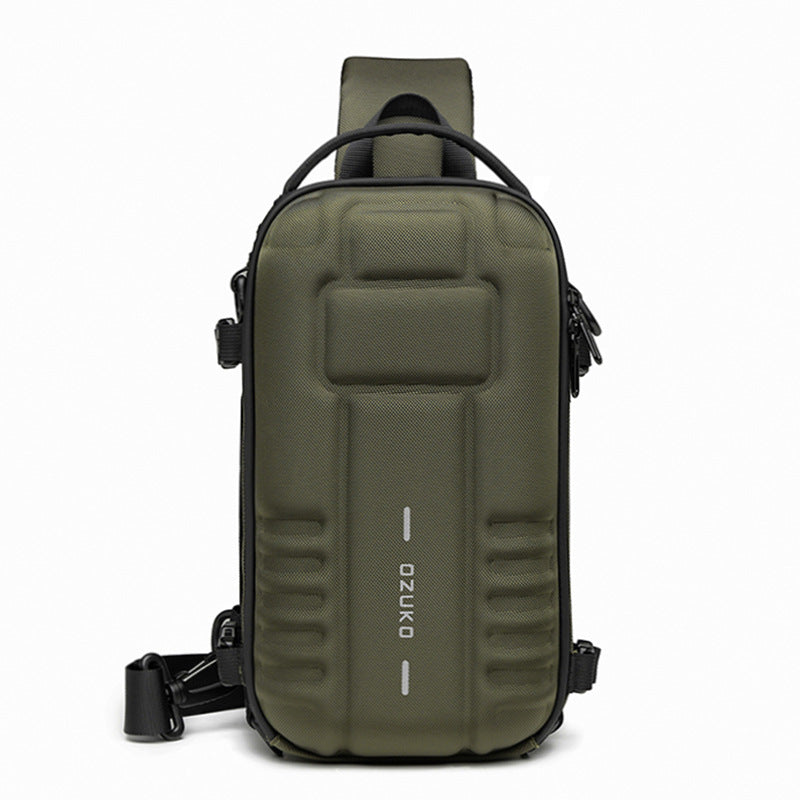 Ozuko's new hard shell chest bag men's sport functional men's shoulder bag outdoor tactical men's bag crossbody bag