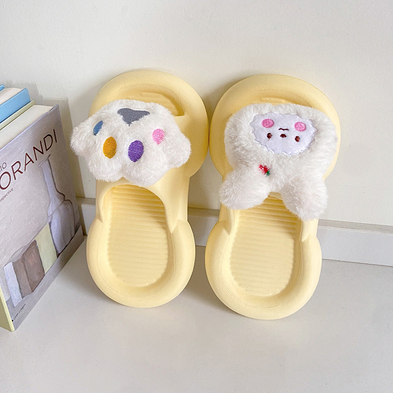 Cartoon rabbit stepping on feces feeling slippers female summer wear non-slip soft bottom student indoor home home bedroom sandals