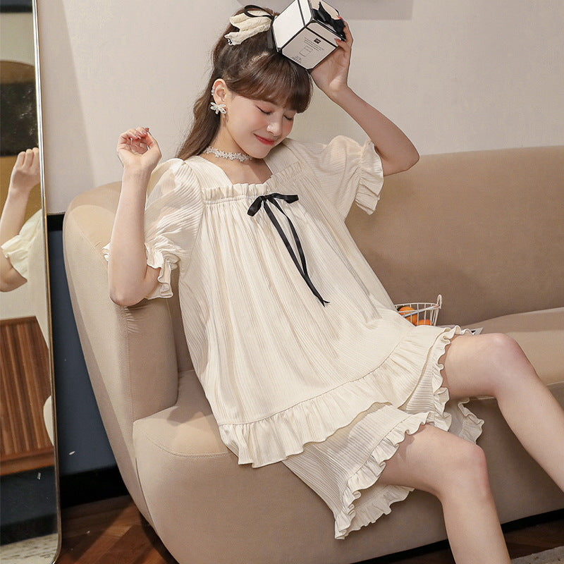 Strict selection of summer pajamas female fairy princess style cotton casual short-sleeved shorts sweet student home service suit female