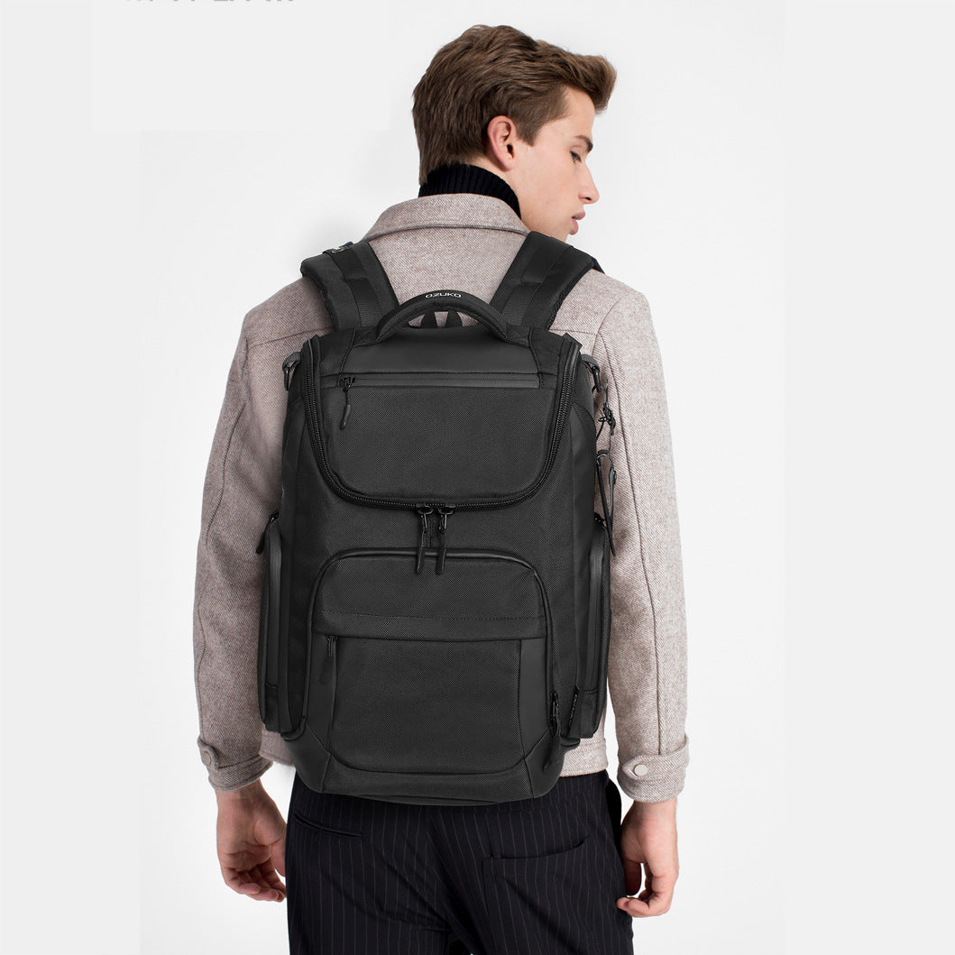 Ozuko new backpack business waterproof computer bag men's large capacity outdoor travel sports backpack