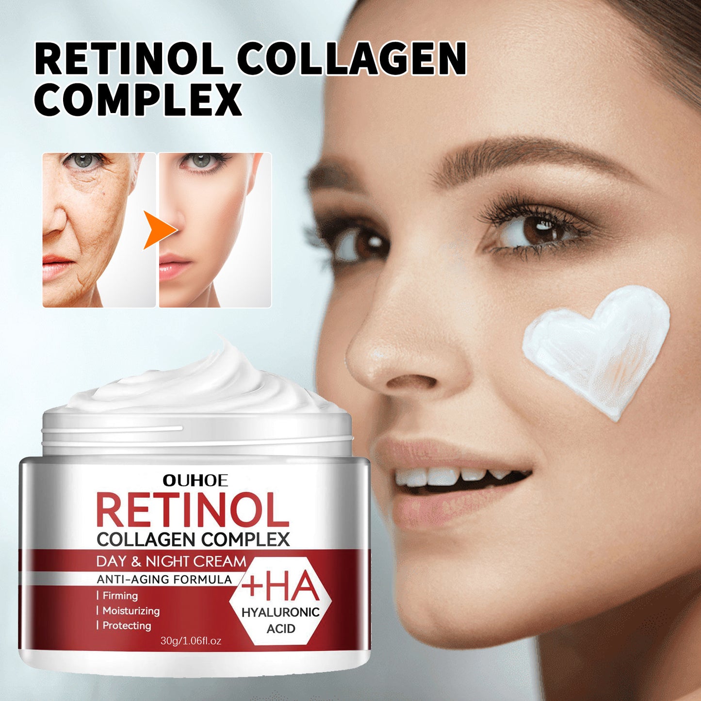 OUHOE Retinol Moisturizing Cream Fades Fine Lines and Dark Circles Moisturizing Anti-Wrinkle Firming Pores Anti-Aging Cream