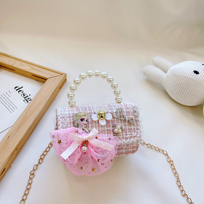 New style children's small square bag, stylish princess handbag, Korean style girl's chain crossbody bag, children's shoulder bag wholesale