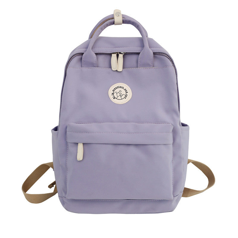 Japanese ins school bag for female middle school students 2023 new simple solid color large capacity backpack female travel backpack