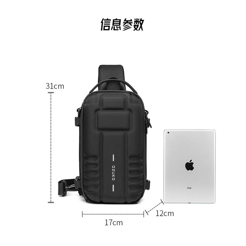 Ozuko's new hard shell chest bag men's sport functional men's shoulder bag outdoor tactical men's bag crossbody bag