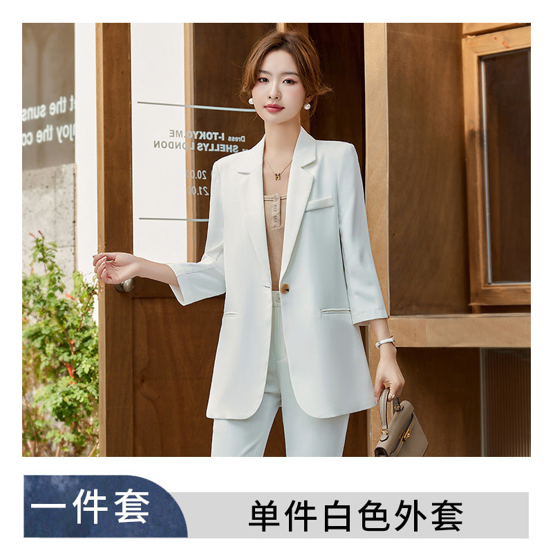 七分袖薄款小西装外套女2023春季新款感通勤风小个子西装套装