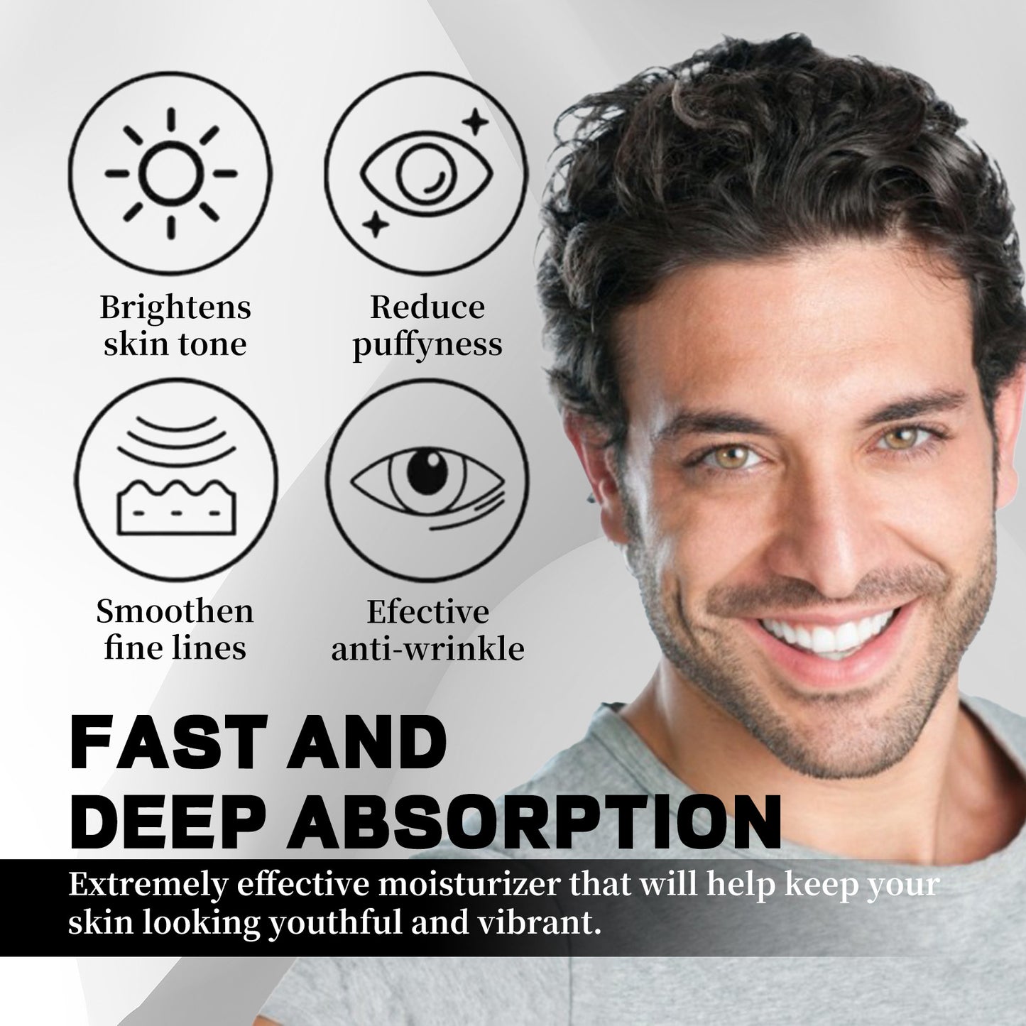 EAST MOON Men's Hydrating Vitality Eye Roller Ball reduces dark circles and fine lines around the eyes, tightens and moisturizes them