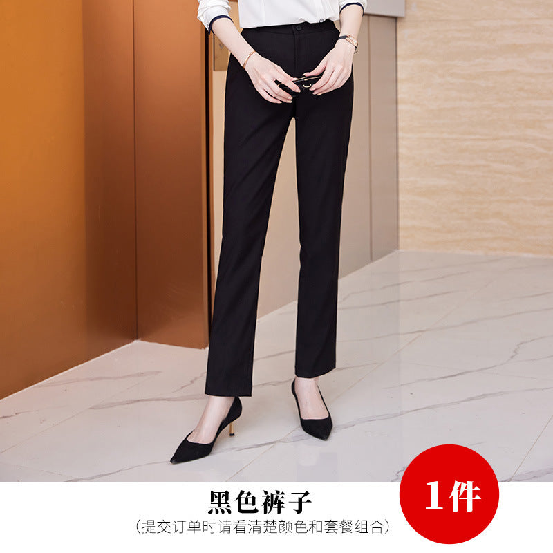 2022秋装新品长袖V领白衬衫女职业装缎面雪纺衫衬衣女上衣打底衫