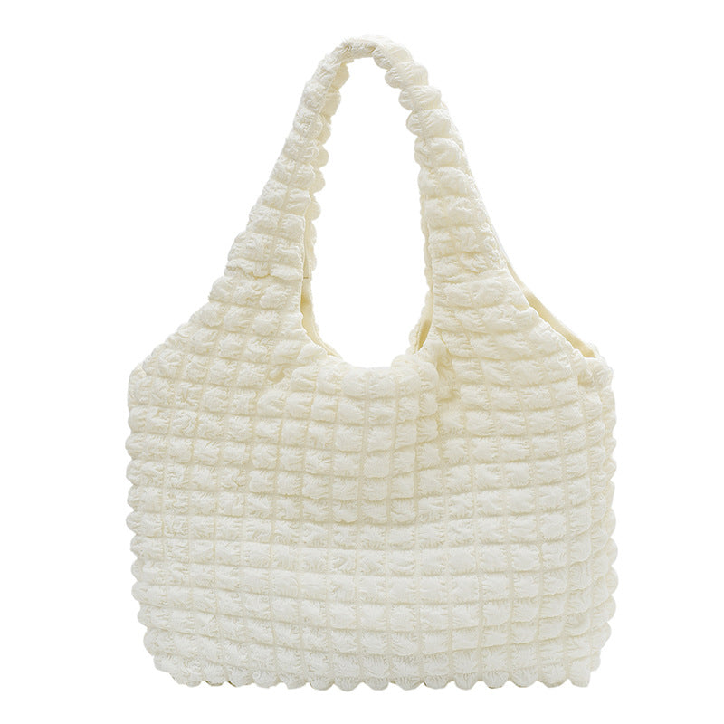 Korean ins girly style cloud puff flower shoulder bag women 2023 new summer canvas simple handbag