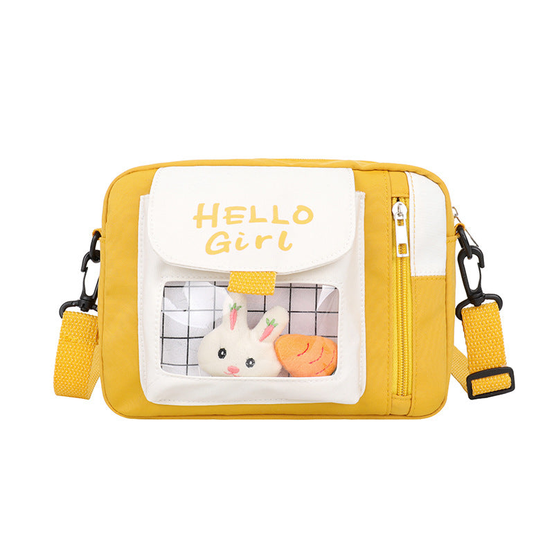 Canvas bag women's crossbody small bag ins style Japanese fresh style primary and secondary school students cute shoulder bag transparent jelly bag