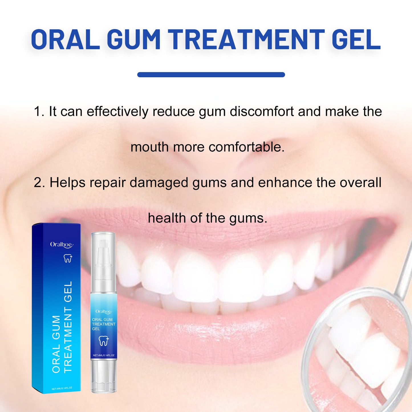 ORALHOE gum repair gel relieves gum swelling and pain, repairs and cleans stained teeth, yellow teeth, fresh breath care