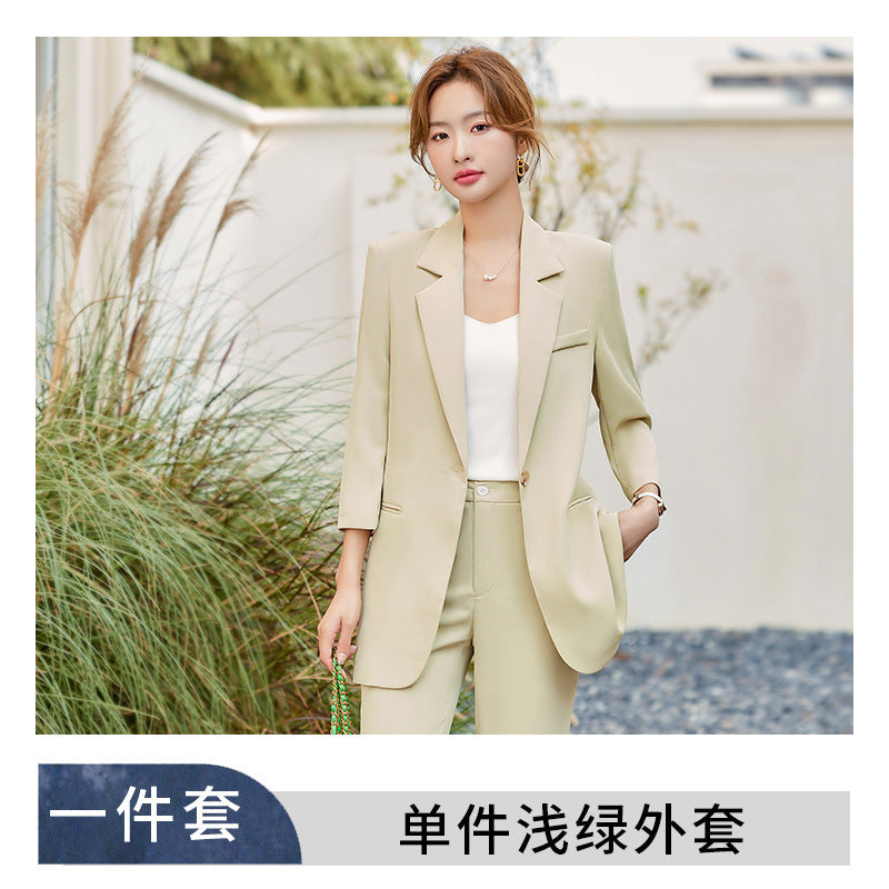 七分袖薄款小西装外套女2023春季新款感通勤风小个子西装套装
