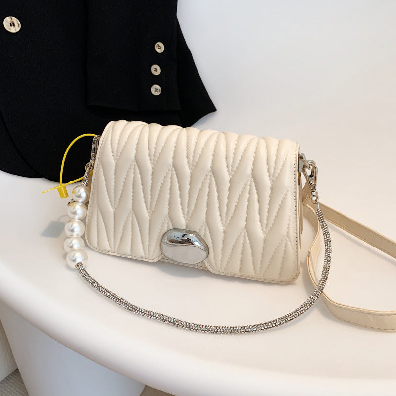 Bags for women 2023 new handbags Korean style fashion rhombus bag chain shoulder bag Miao pleated bag crossbody bag for women