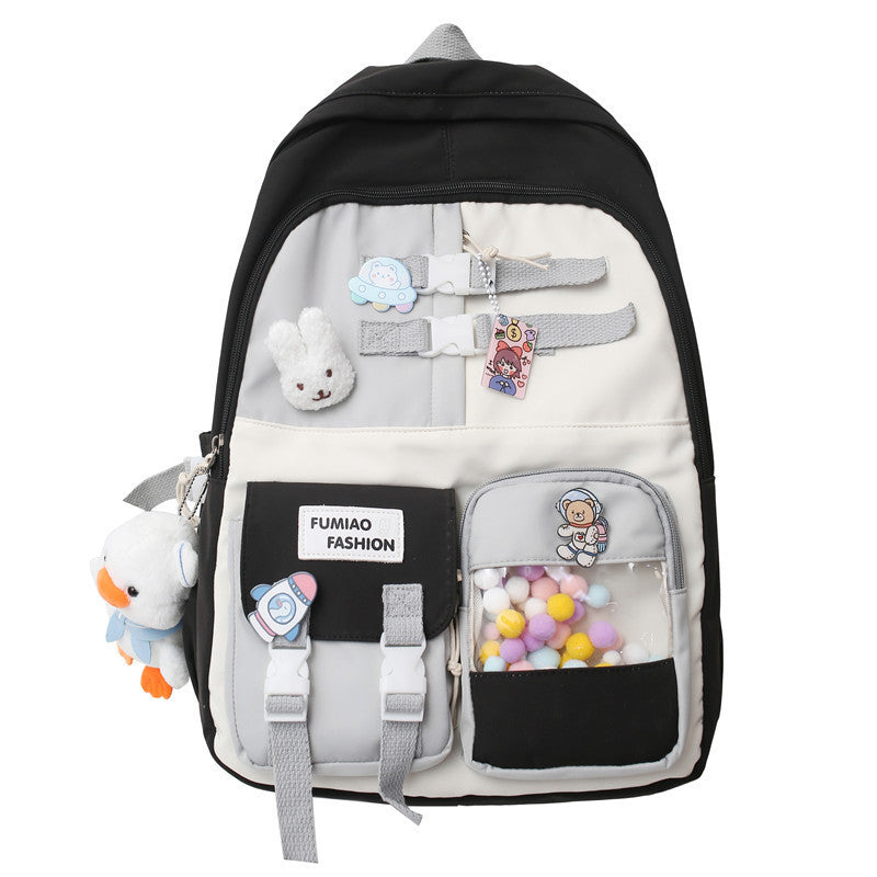 Contrast color backpack ins backpack wholesale Ruiying college student Korean style backpack large capacity middle school student schoolbag female