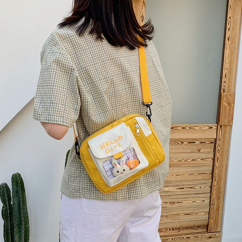 Canvas bag women's crossbody small bag ins style Japanese fresh style primary and secondary school students cute shoulder bag transparent jelly bag