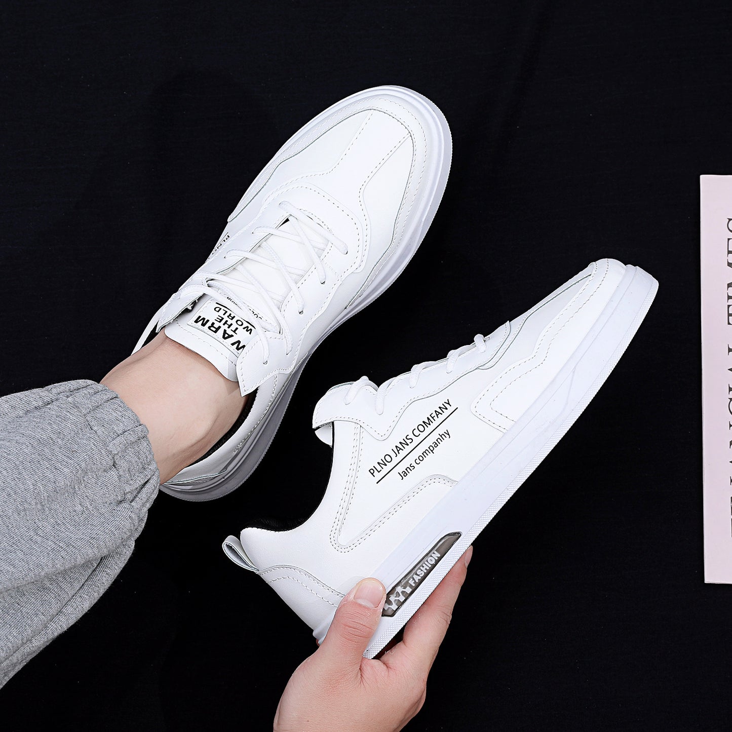 Men's sneakers 2023 summer new official authentic trend casual sneakers men's black leather shoes all-match trendy shoes