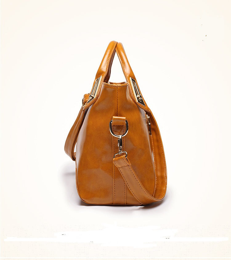 Bags 2023 New Fashion Simple Women's Bag Oil Waxed Leather Women's Shoulder Crossbody Handbag Wholesale Handbag Leather Bag