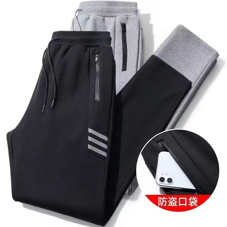 干活穿的工作裤子男宽松口袋带拉链休闲长裤耐磨耐脏大码运动卫裤