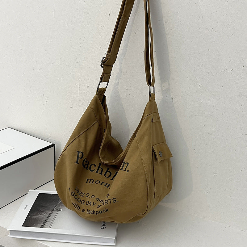 Letter canvas bag for women 2022 new trendy fashion versatile tote bag student class large capacity crossbody bag