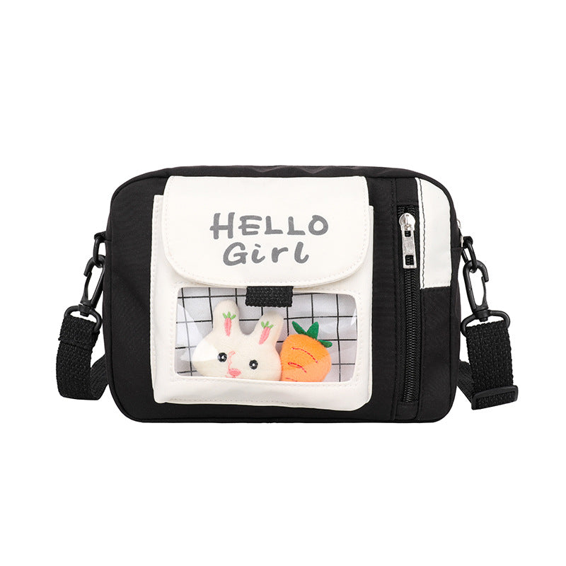 Canvas bag women's crossbody small bag ins style Japanese fresh style primary and secondary school students cute shoulder bag transparent jelly bag