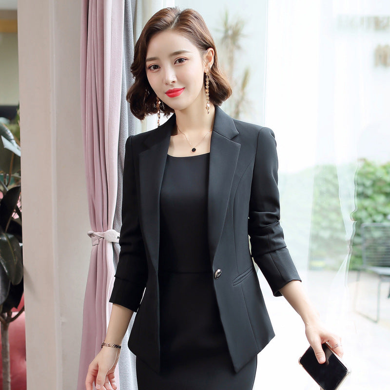 白色小西装外套女套装裙两件套夏薄款时尚气质女神范职业正装西服