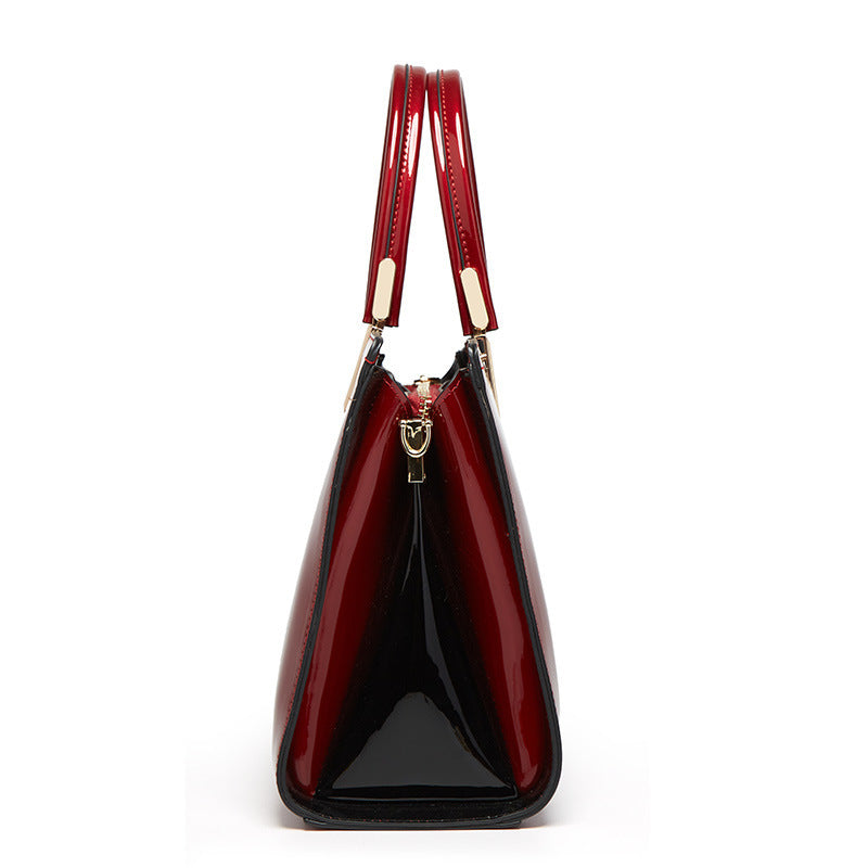 2023 patent leather women's bag middle-aged mother simple fashion trend handheld women's bag foreign trade shoulder women's bag one piece drop shipping