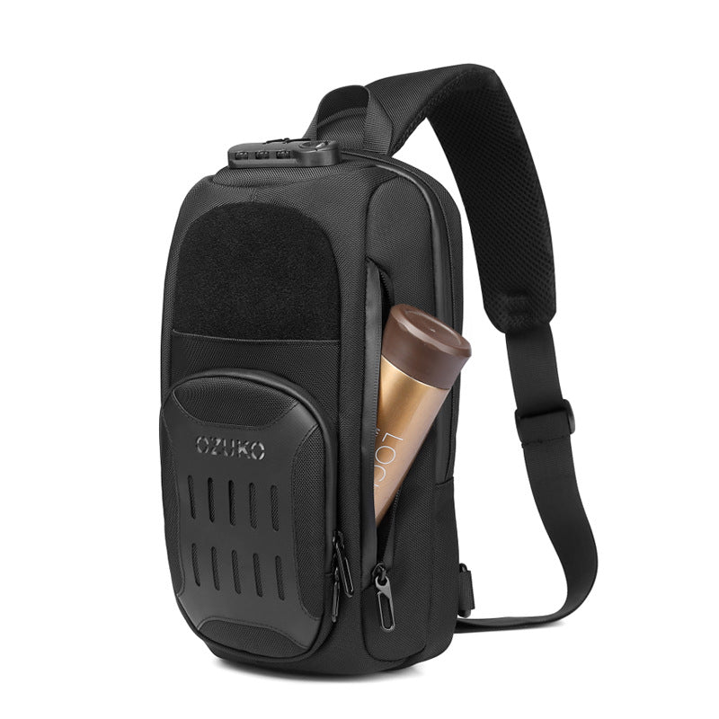 ozuko black crossbody bag large capacity sports men's chest bag outdoor tactical multifunctional men's bag shoulder bag