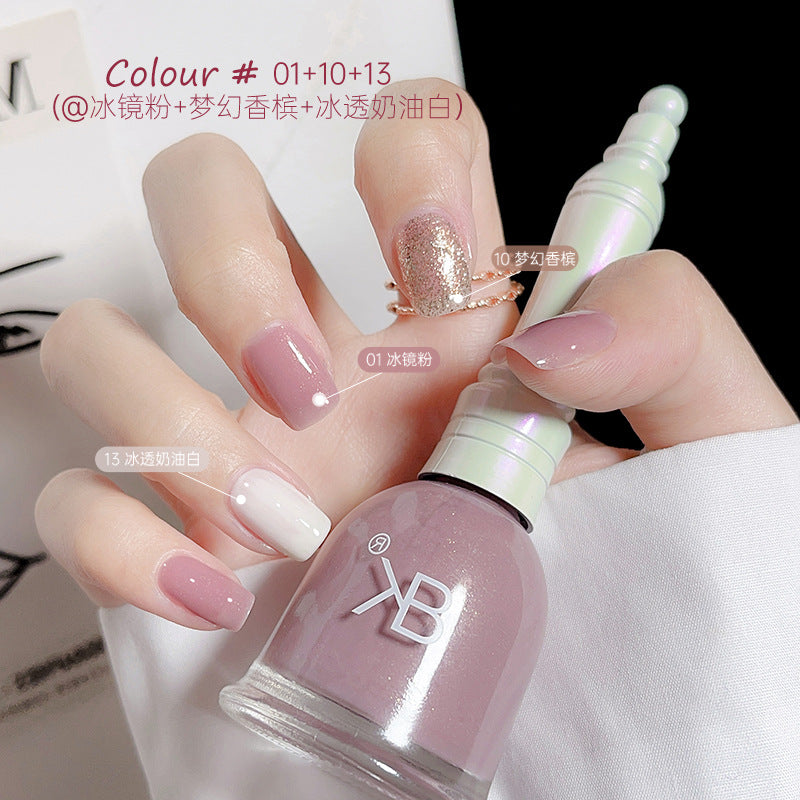 bk no-bake, non-peelable, long-lasting, quick-drying, water-based nail polish, ice-clear jelly, no odor, available for pregnant women and students, wholesale