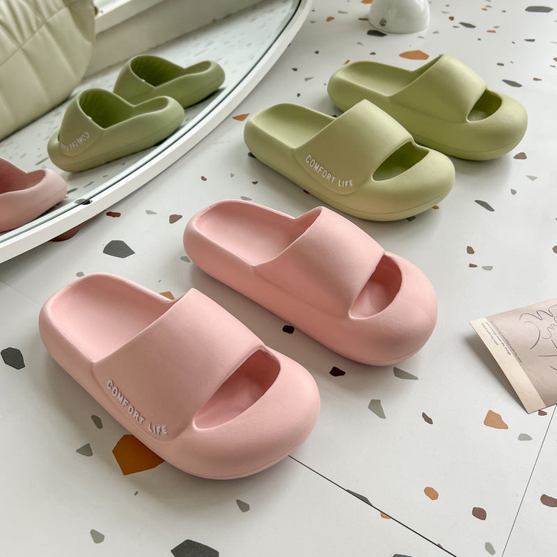 2023 Spring New Baotou Anti-collision Thick-soled Slippers Female Couples Stepping on Shit Feeling Wearing Non-slip EVA Sandals and Slippers Men