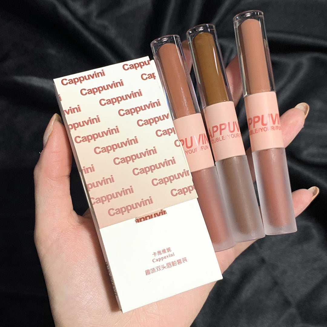 Cappuvini new color fun double-ended lip glaze mirror water gloss lip glaze students high-value domestic beauty lipstick