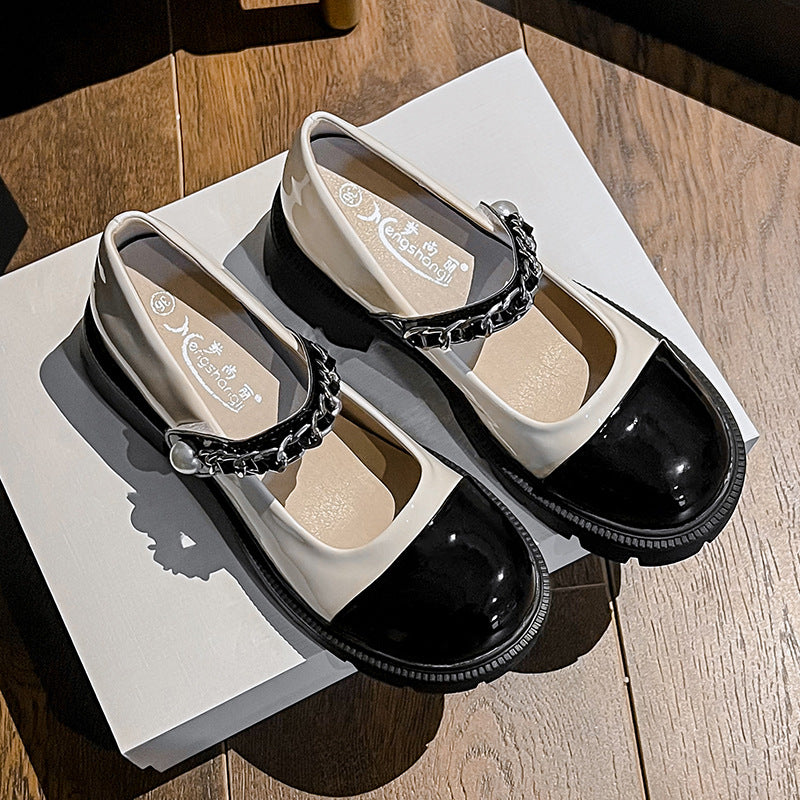 32-39 small size women's shoes French Mary Jane women's shoes summer thin section thick-soled small leather shoes with single shoes women