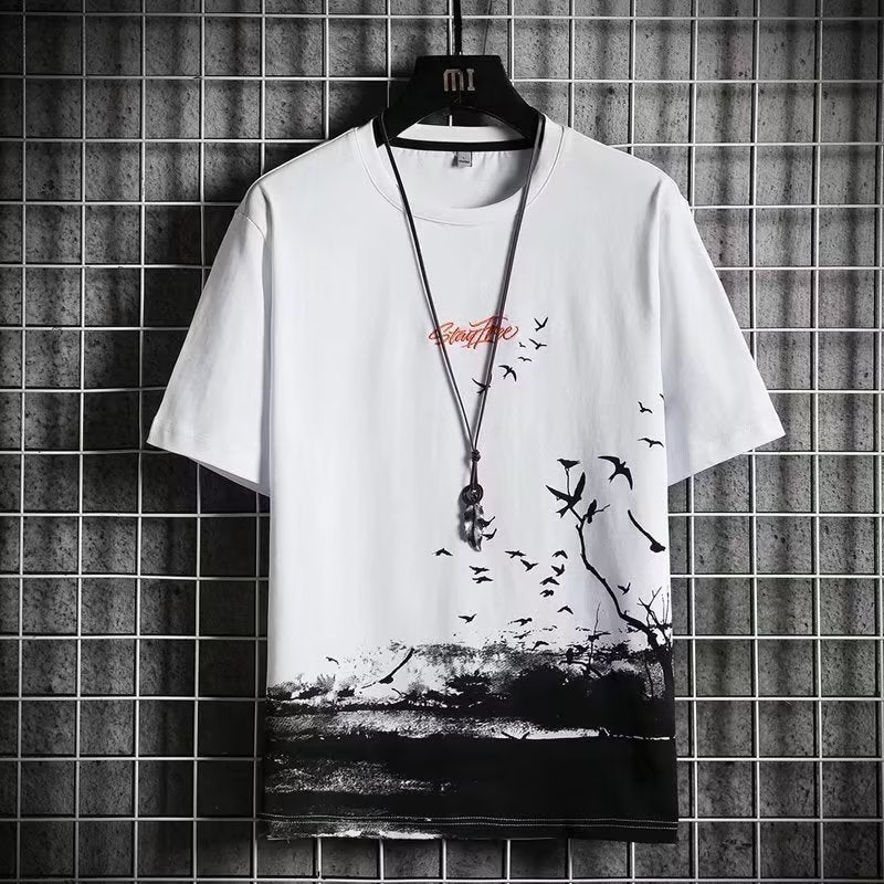 男士短袖2023年新款青年潮流上衣服印花半袖t恤休闲短衫薄款体恤6