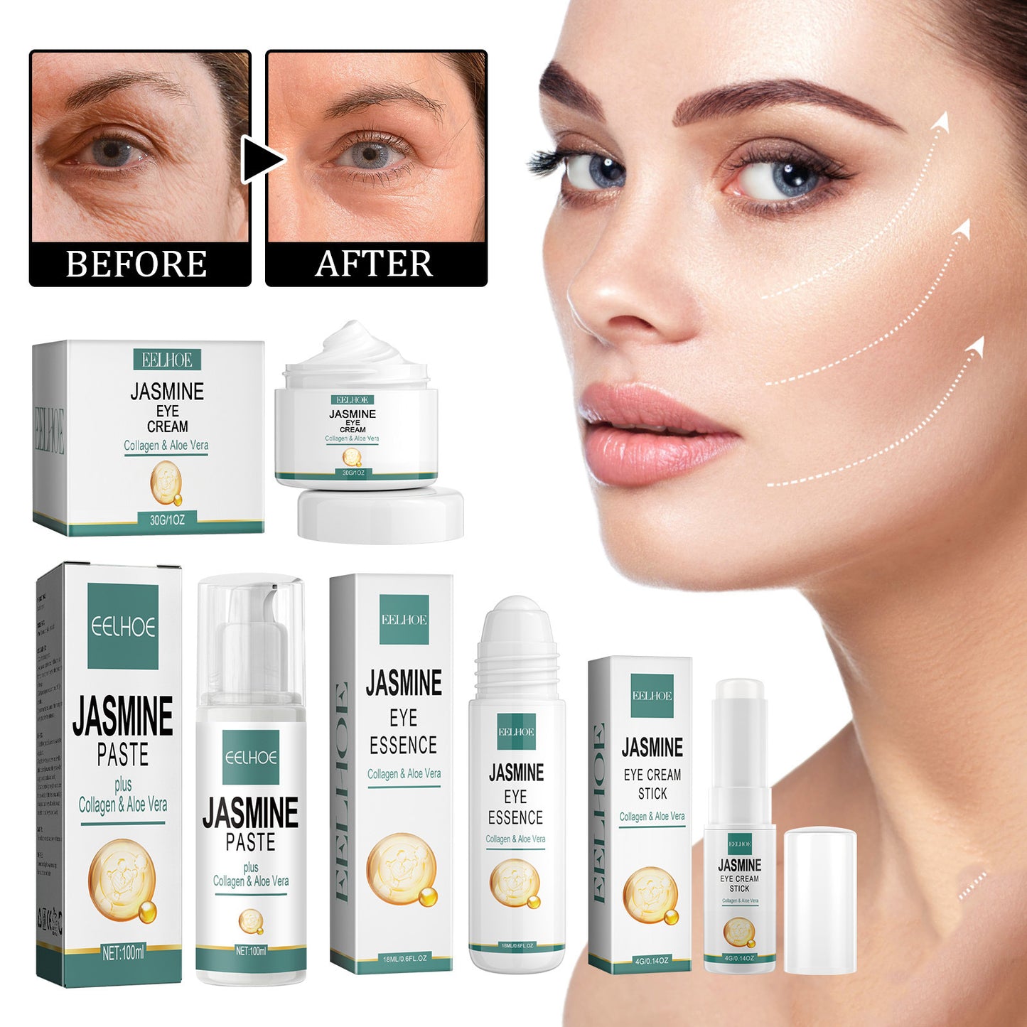 EELHOE Anti-Aging Eye Series မှ Deep Moisturizing Smoothing Eye Bags Care Anti-aging Eye Cream Series မျက်လုံးတစ်ဝိုက်
