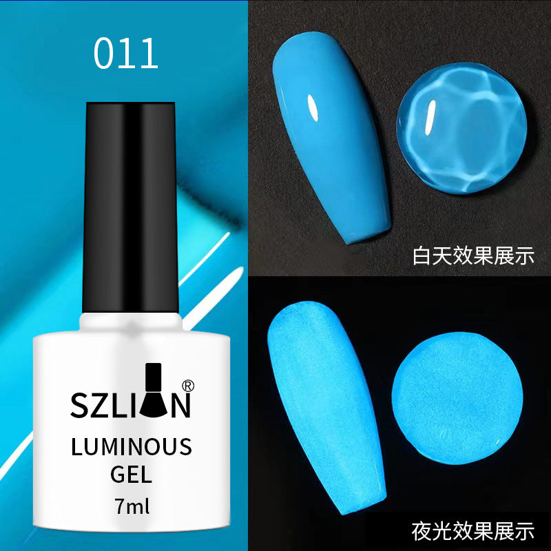 Cross-border popular nail art luminous glue fluorescent color nail polish glue phototherapy glue set popular candy color nail salon exclusive