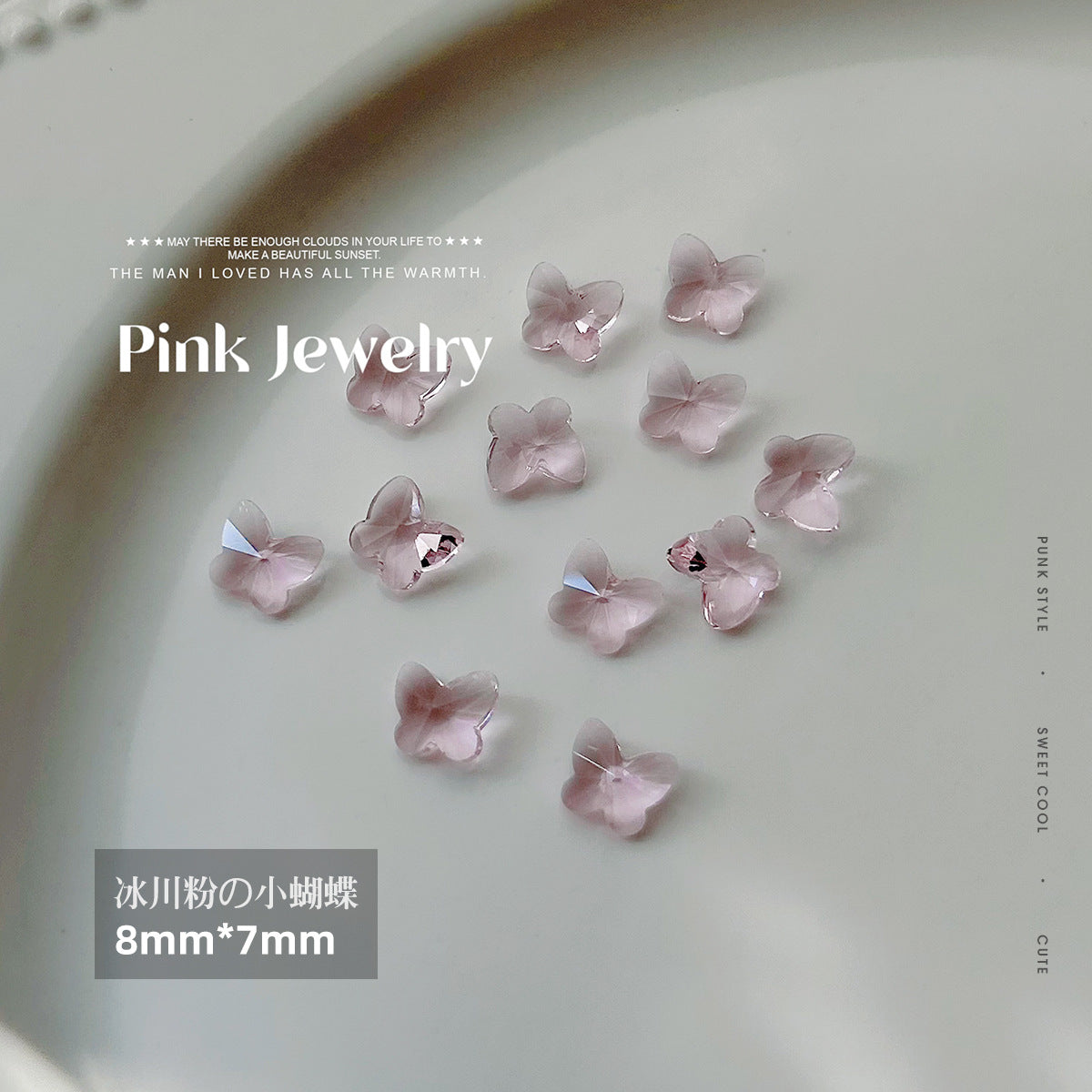 Nail art jewelry diamond wholesale see-through glacier pink pointed bottom diamond sparkling octagonal rock candy love ax nail accessories