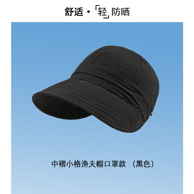 防晒帽速干夏季遮阳小众渔夫帽女时尚防紫外线太阳帽子