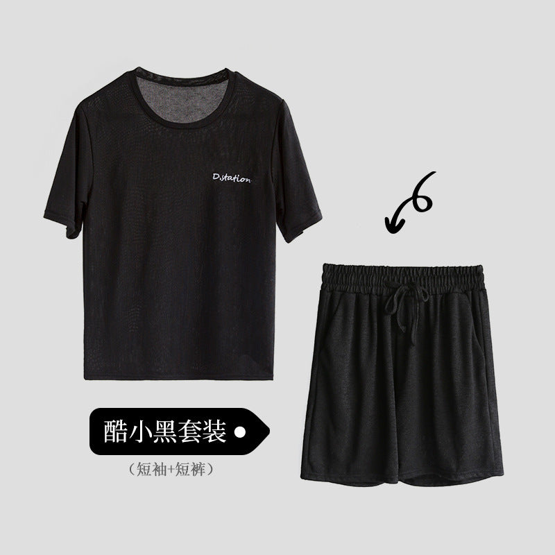 仙女宅宅裤套装睡衣女夏短袖束脚懒人凉凉休闲可出门家居服两件套