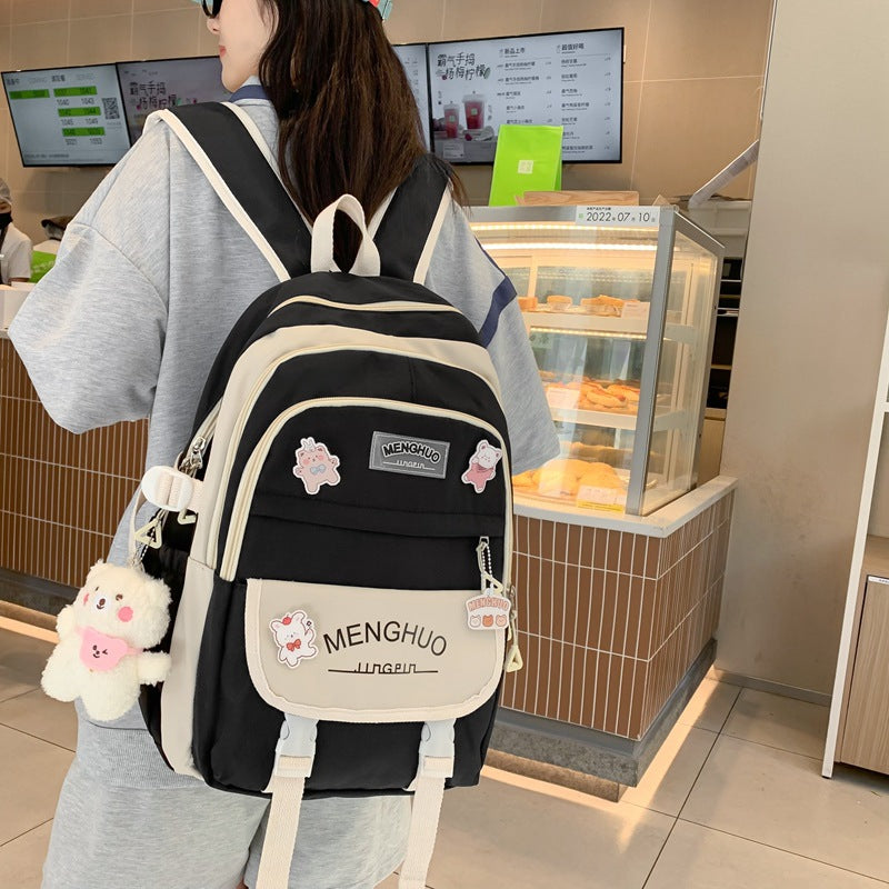 Middle school student schoolbag female junior high school student high school large capacity college student backpack Klein blue backpack male ins trend